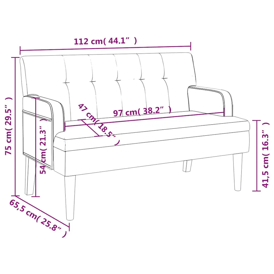 Banc avec dossier cappuccino 112x65,5x75 cm similicuir - 8