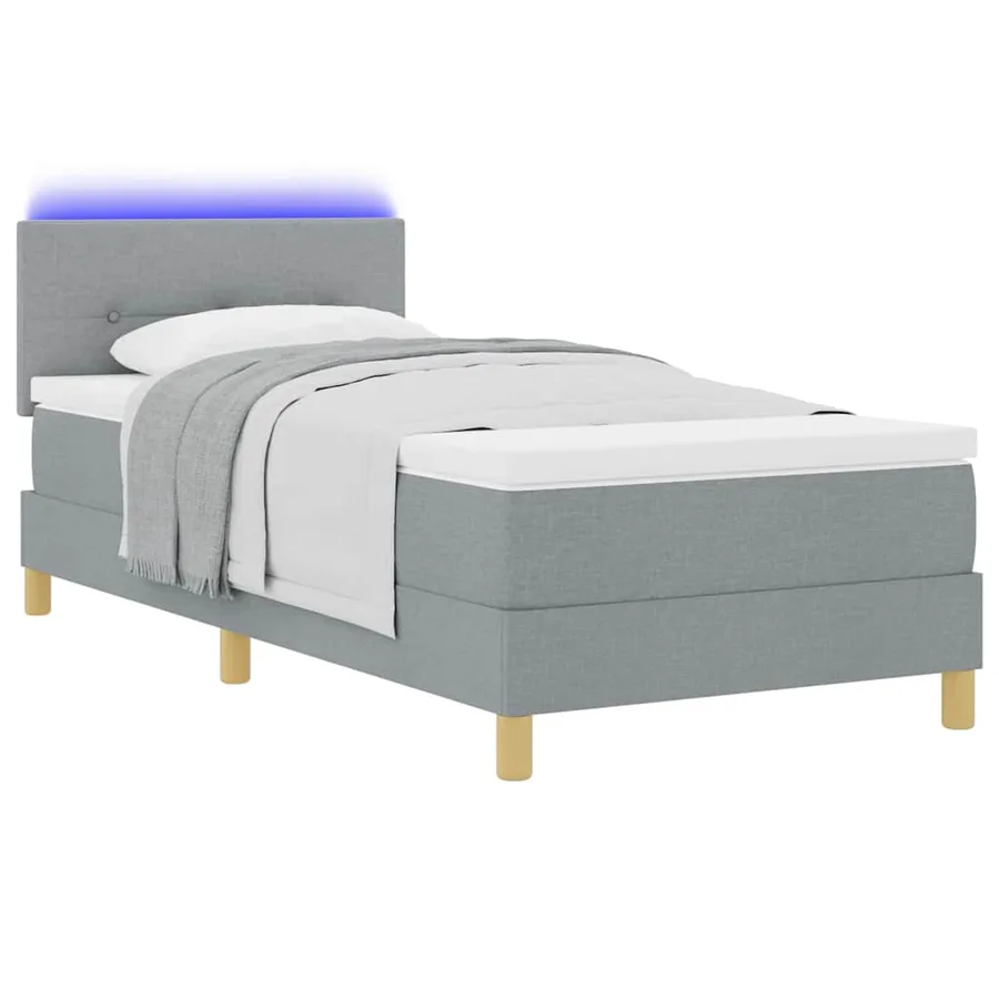 Lit à ressort LED avec bandes LED Gris clair 90 x 200 cm tissu - 3