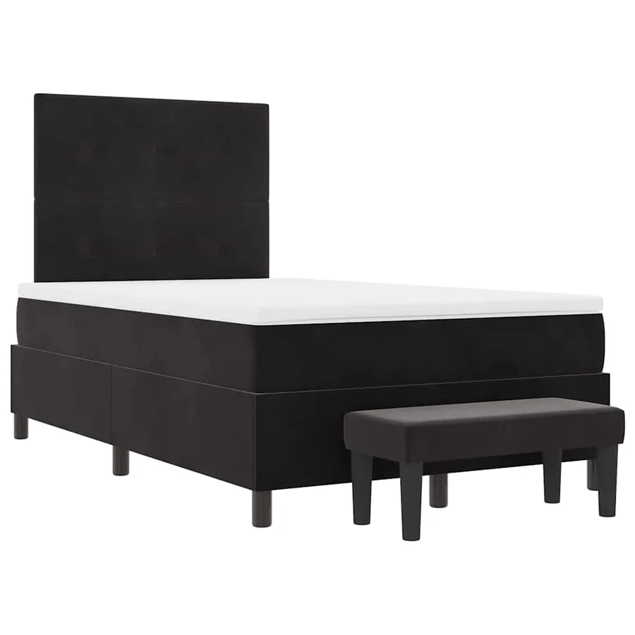 Lit à ressorts avec tête de lit Noir 200 x 120 cm Velours - 7