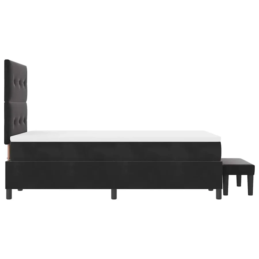 Lit à ressorts avec tête de lit Noir 200 x 120 cm Velours - 9