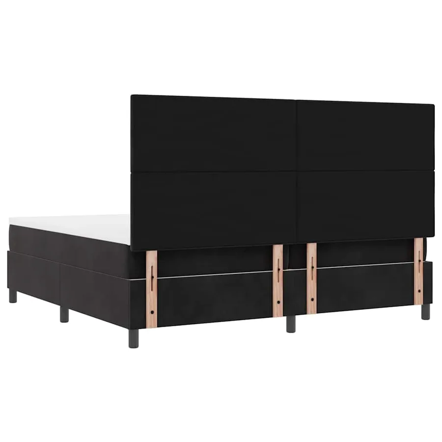 Lit à ressort LED avec tête de lit Noir 200 x 200 cm Velours - 10