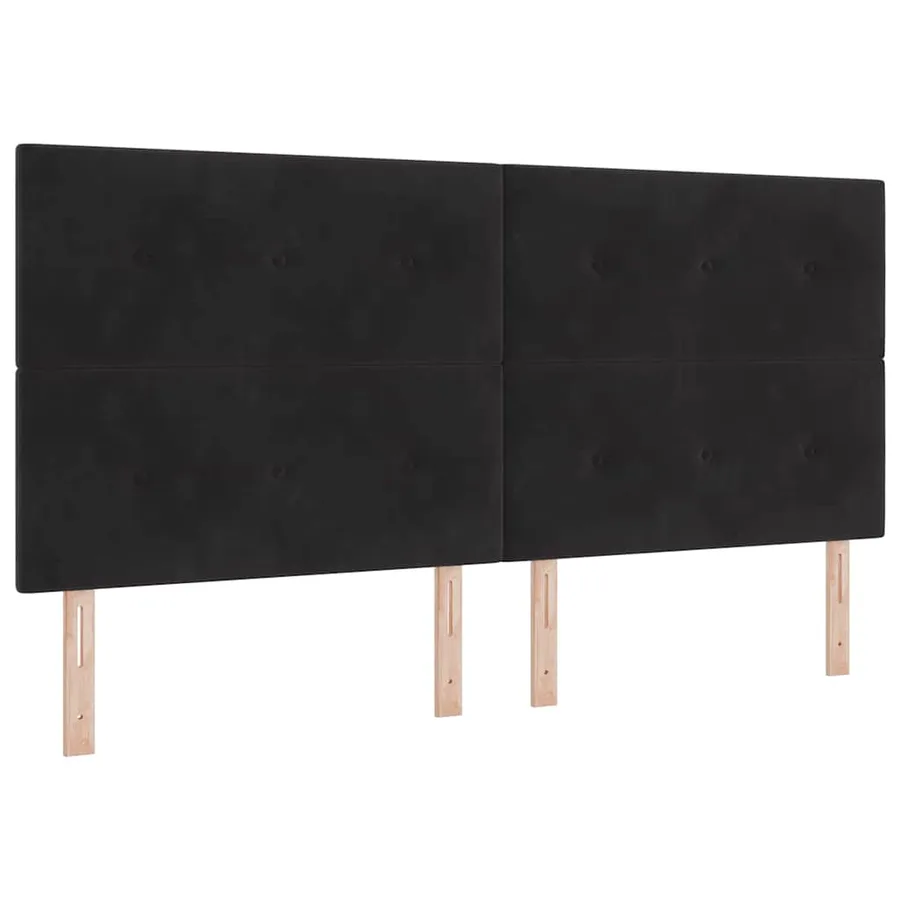 Lit à ressort LED avec tête de lit Noir 200 x 200 cm Velours - 2