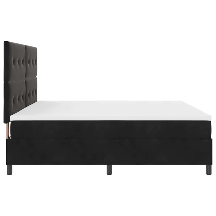 Lit à ressort LED avec tête de lit Noir 200 x 200 cm Velours - 9