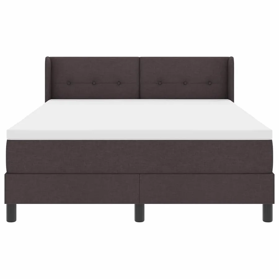 Lit à ressorts avec tête de lit Marron foncé 200 x 140 cm tissu - 7