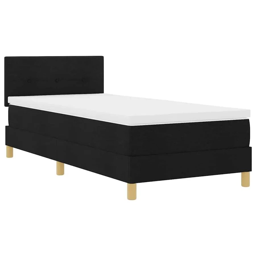Lit à ressorts avec coussin Noir 90 x 190 cm tissu - 4