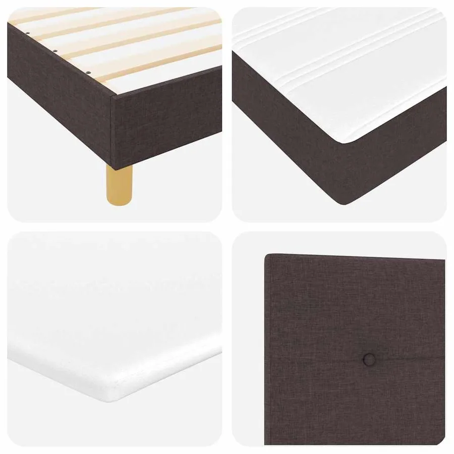 Lit à ressorts avec coussin Marron foncé 140 x 190 cm tissu - 10