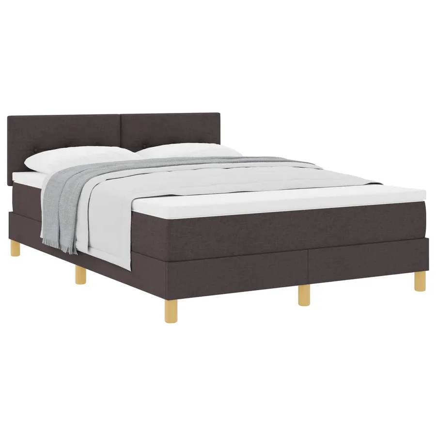 Lit à ressorts avec coussin Marron foncé 140 x 190 cm tissu - 2