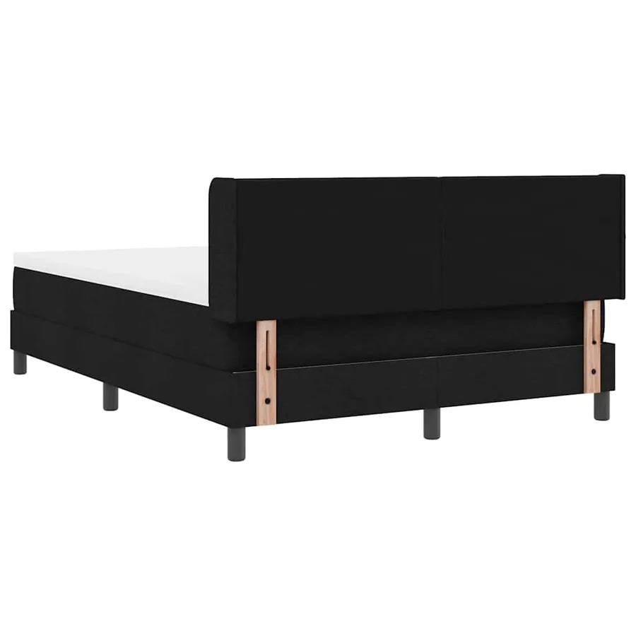 Lit à ressorts avec tête de lit Noir 200 x 160 cm tissu - 9