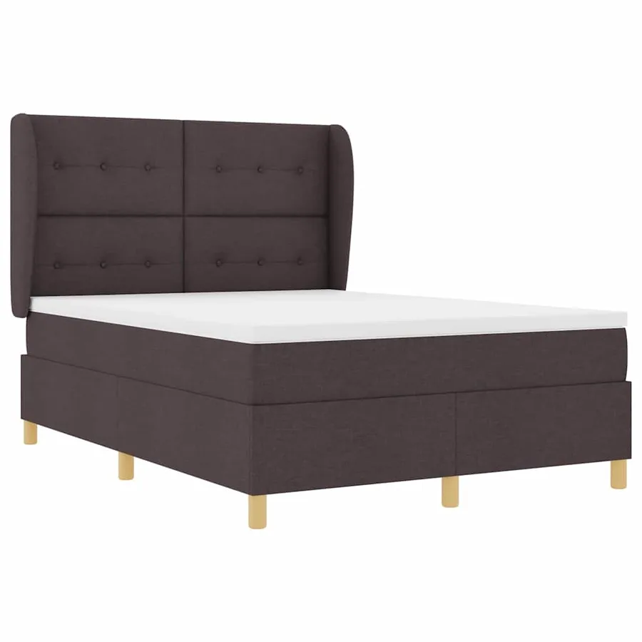 Lit à ressorts avec tête de lit Marron foncé 190 x 140 cm tissu - 5