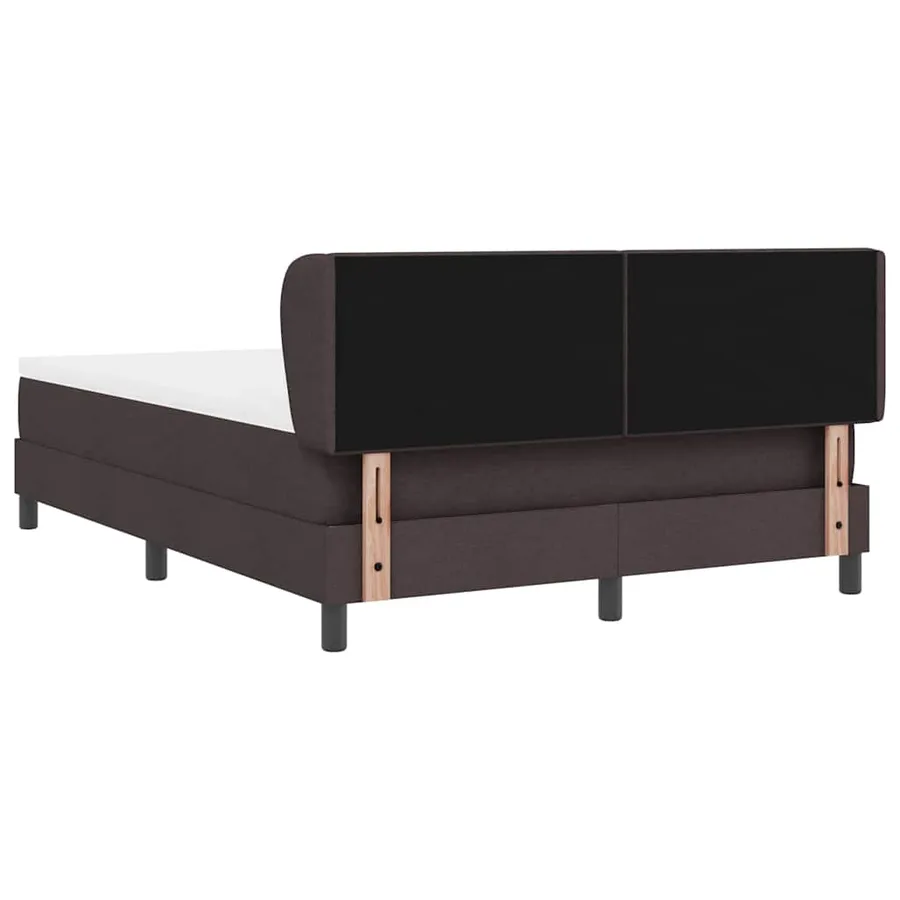 Lit à ressorts avec tête de lit Marron foncé 140 x 200 cm tissu - 9