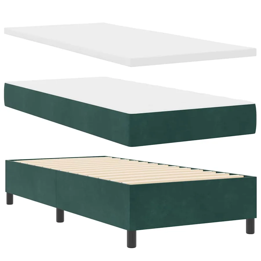 Lit à ressorts avec tête de lit Vert foncé 200 x 100 cm Velours - 4