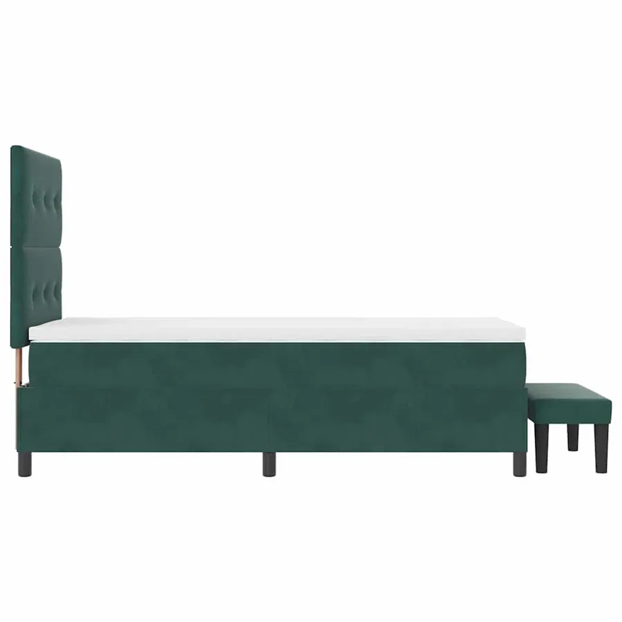 Lit à ressorts avec tête de lit Vert foncé 200 x 100 cm Velours - 9