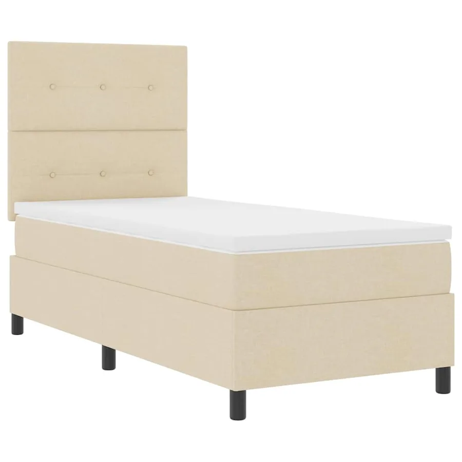 Lit à ressorts avec tête de lit Crème 100 x 200 cm tissu - 5