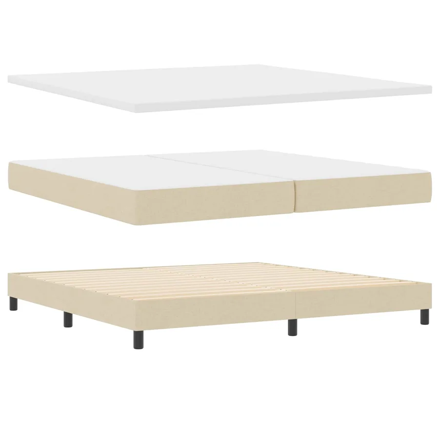 Lit à ressorts avec tête de lit Crème 200 x 200 cm tissu - 4