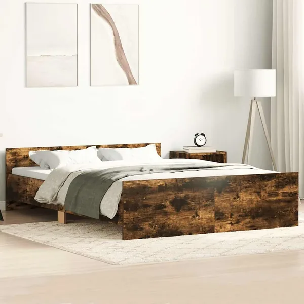 Cadre de lit sans matelas chêne fumé 120x200 cm