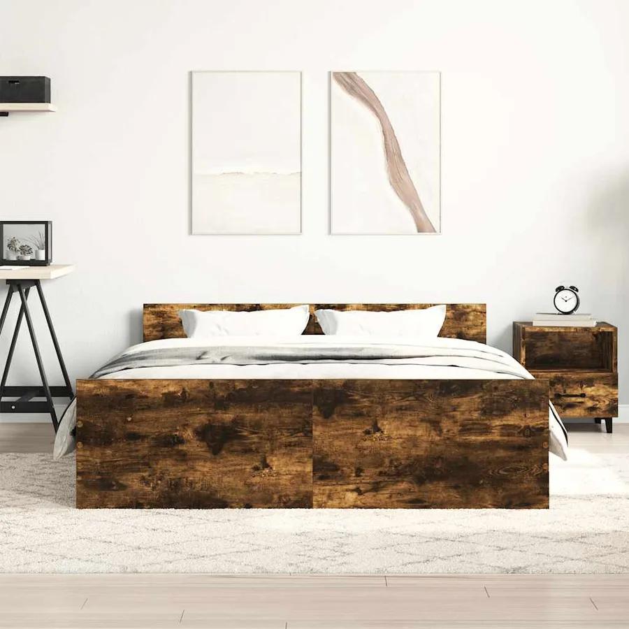 Cadre de lit sans matelas chêne fumé 120x200 cm - 3