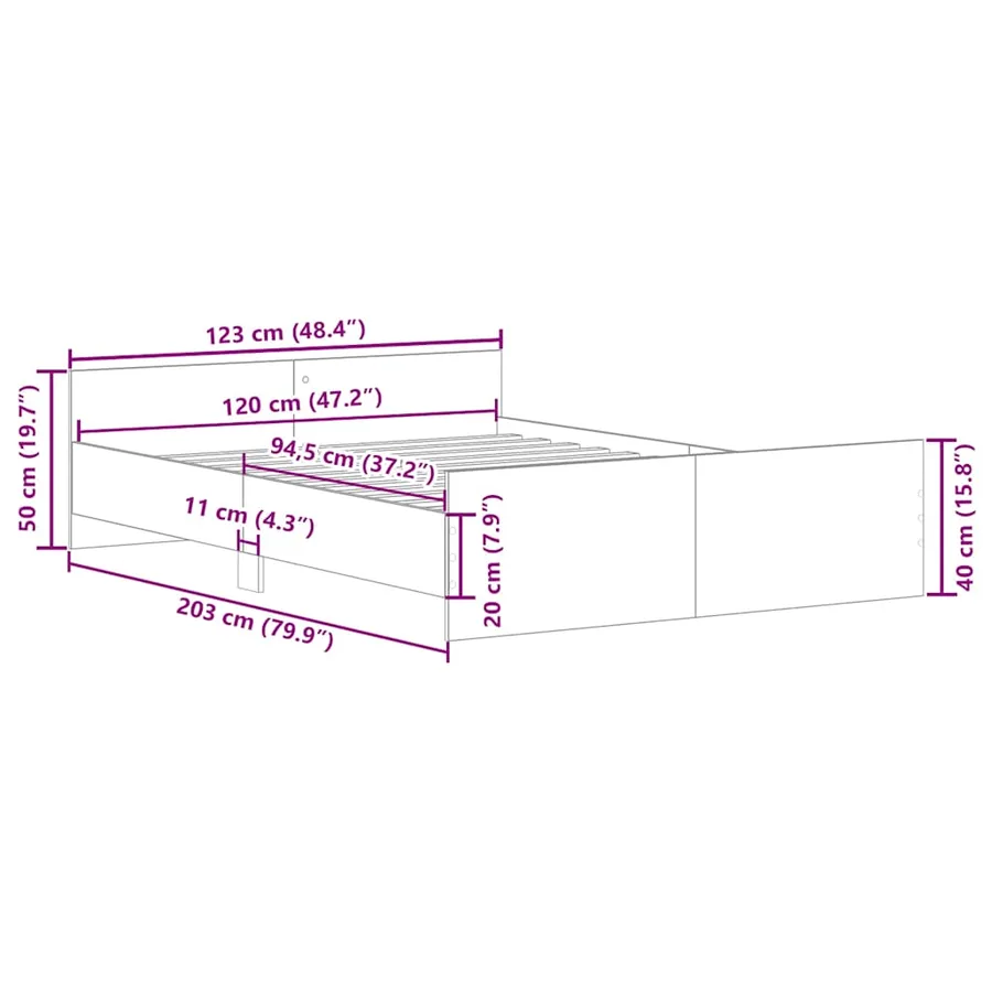 Cadre de lit sans matelas chêne fumé 120x200 cm - 8