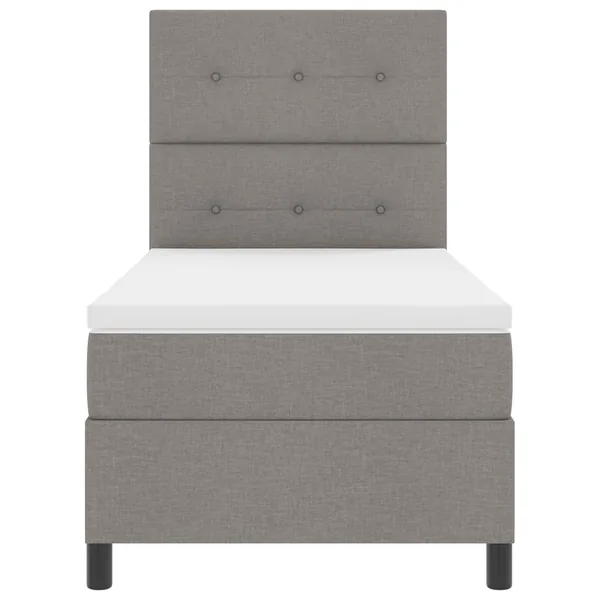 Lit à ressorts avec bandes LED Taupe 90 x 190 cm tissu