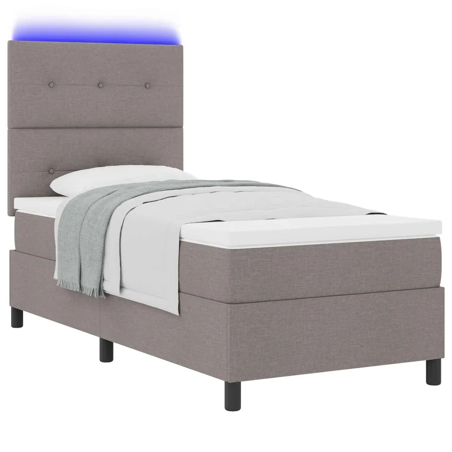 Lit à ressorts avec bandes LED Taupe 90 x 190 cm tissu - 2