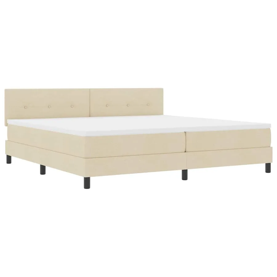 Lit à ressorts avec tête de lit Crème 200 x 200 cm tissu - 4