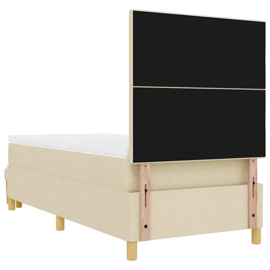 Lit à ressorts avec tête de lit Crème 200 x 100 cm tissu - 8