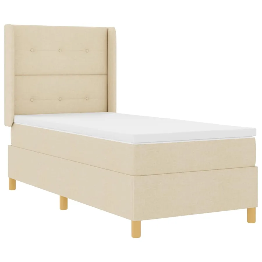 Lit à ressorts avec bandes LED Crème 100 x 200 cm tissu - 2