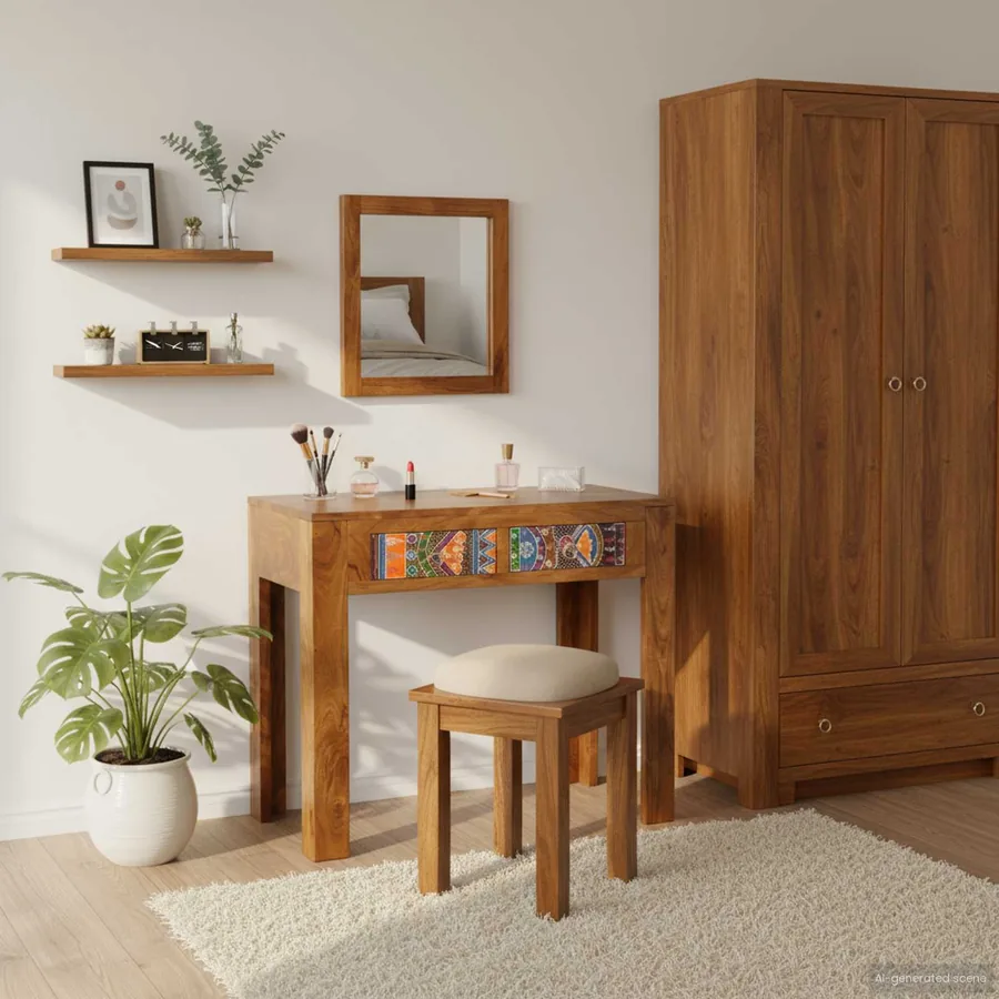 Table de Toilette Marron 90 x 45 x 75 cm Bois d'Acacia Massif