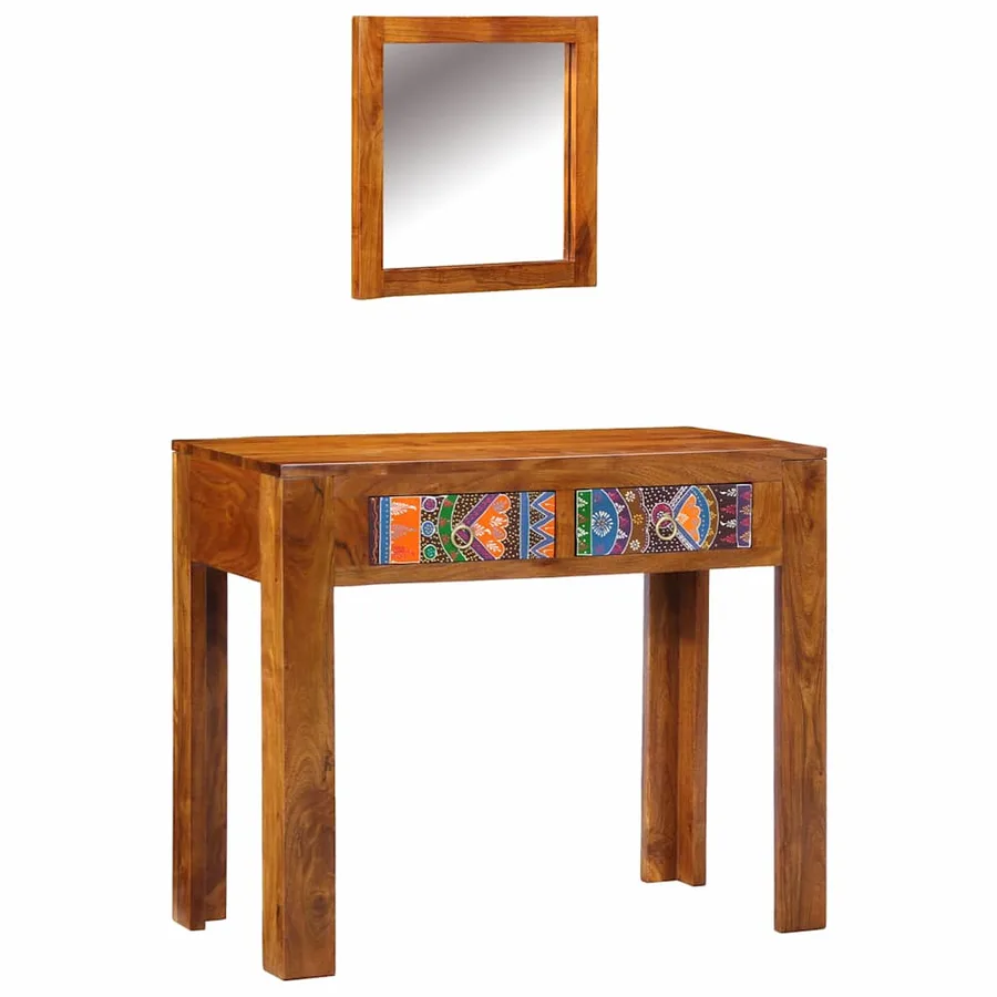 Table de Toilette Marron 90 x 45 x 75 cm Bois d'Acacia Massif - 2