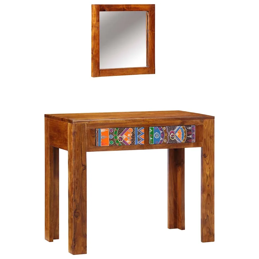 Table de Toilette Marron 90 x 45 x 75 cm Bois d'Acacia Massif - 3