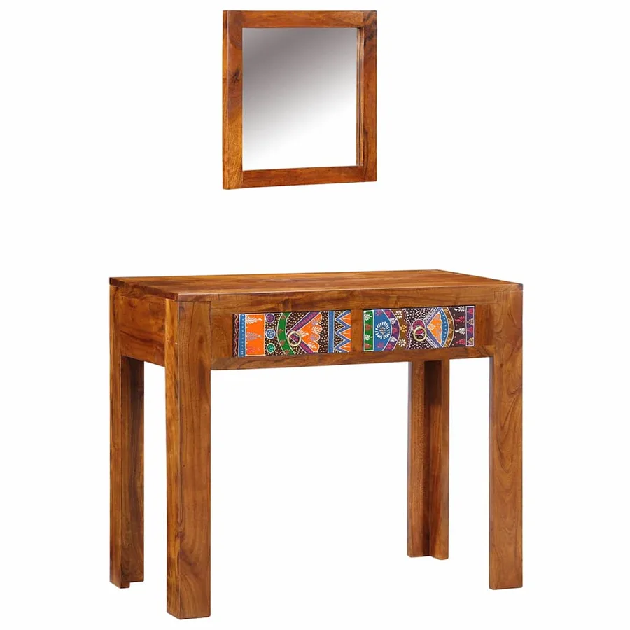 Table de Toilette Marron 90 x 45 x 75 cm Bois d'Acacia Massif - 4