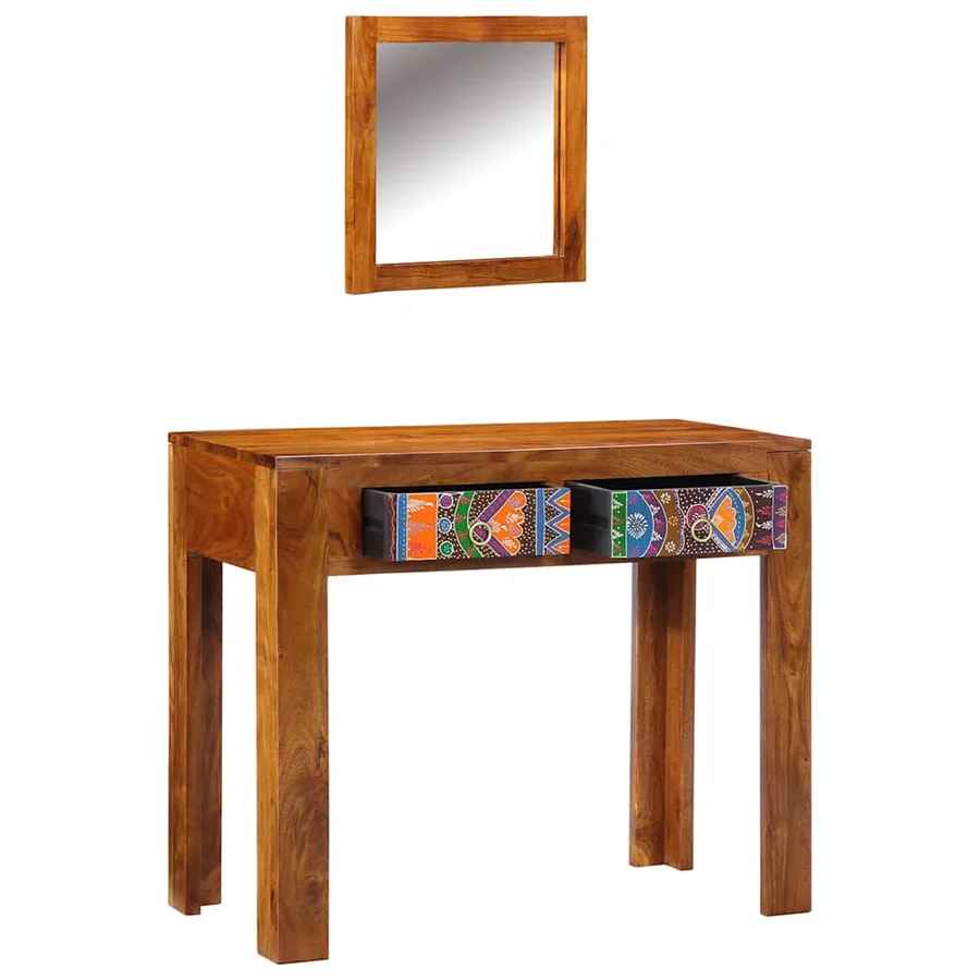 Table de Toilette Marron 90 x 45 x 75 cm Bois d'Acacia Massif - 5