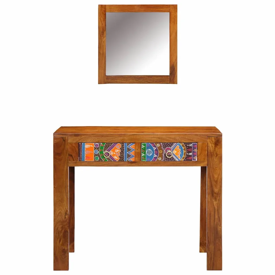 Table de Toilette Marron 90 x 45 x 75 cm Bois d'Acacia Massif - 6