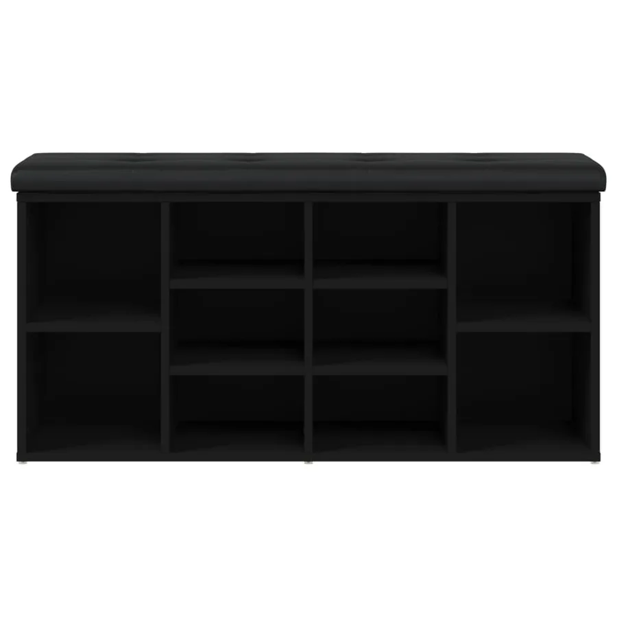 Banc à chaussures noir 102x32x50 cm bois d'ingénierie - 4