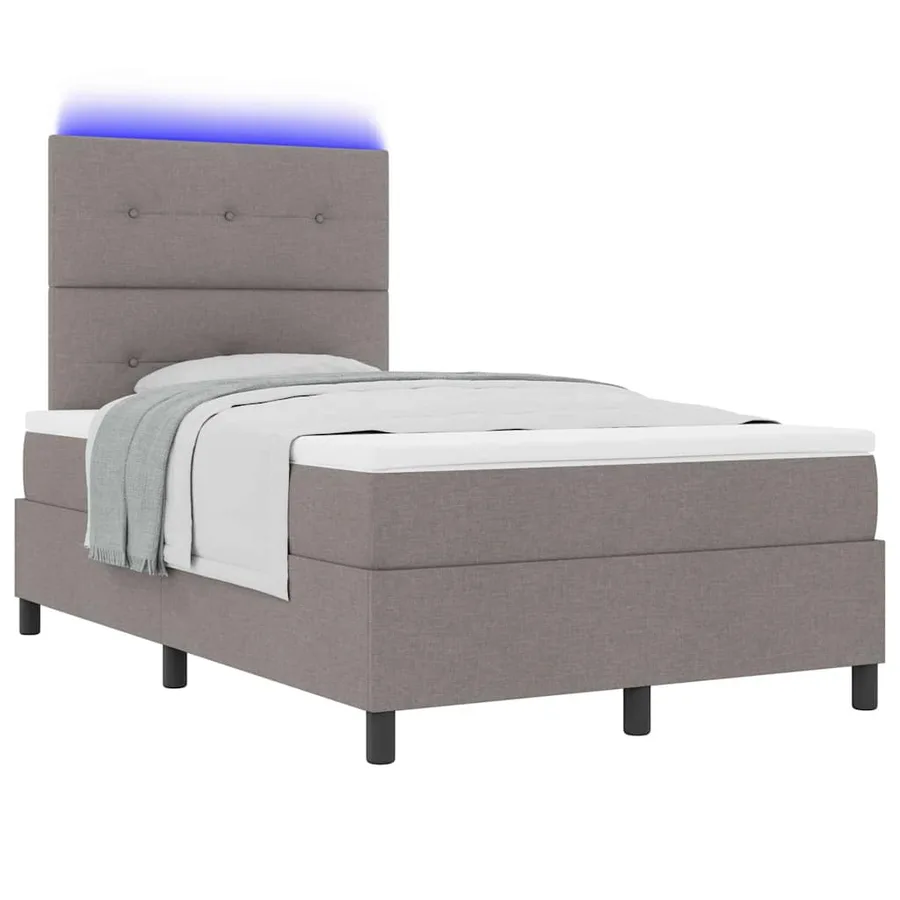 Lit à ressorts avec bandes LED Taupe 120 x 200 cm tissu - 3