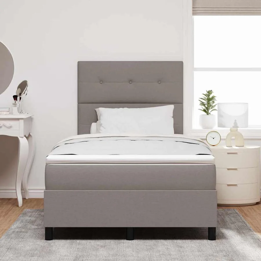 Lit à ressorts avec bandes LED Taupe 120 x 200 cm tissu - 4