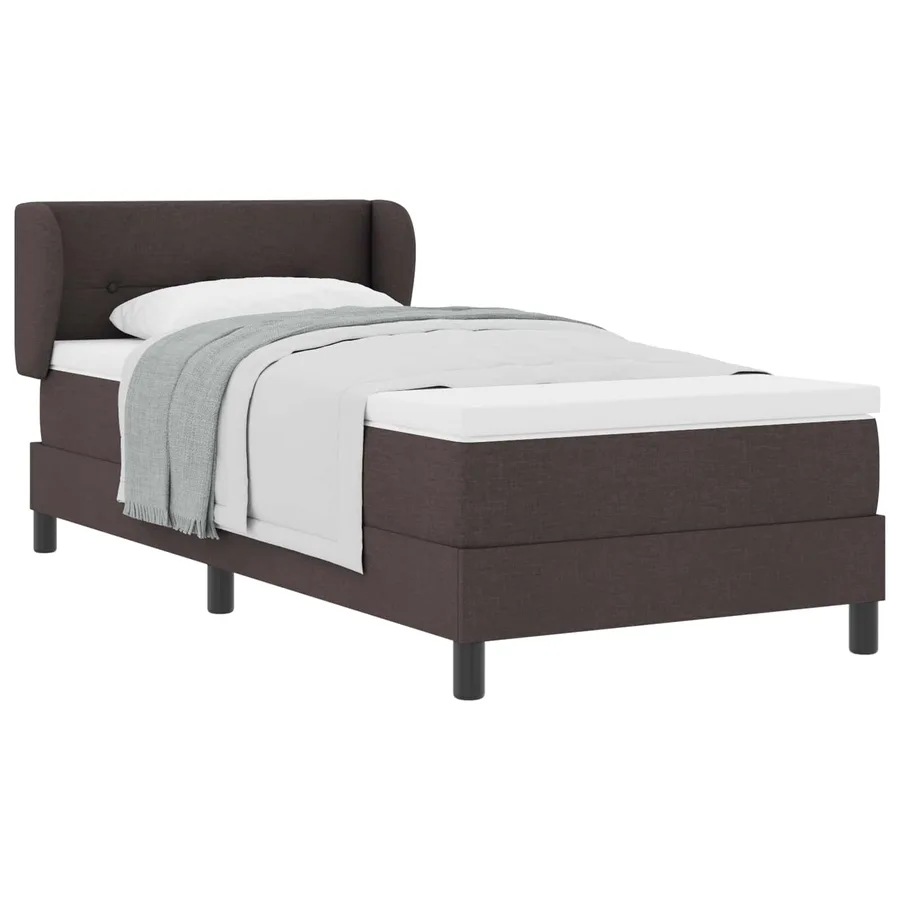 Lit à ressorts avec tête de lit Marron foncé 90 x 200 cm tissu - 2
