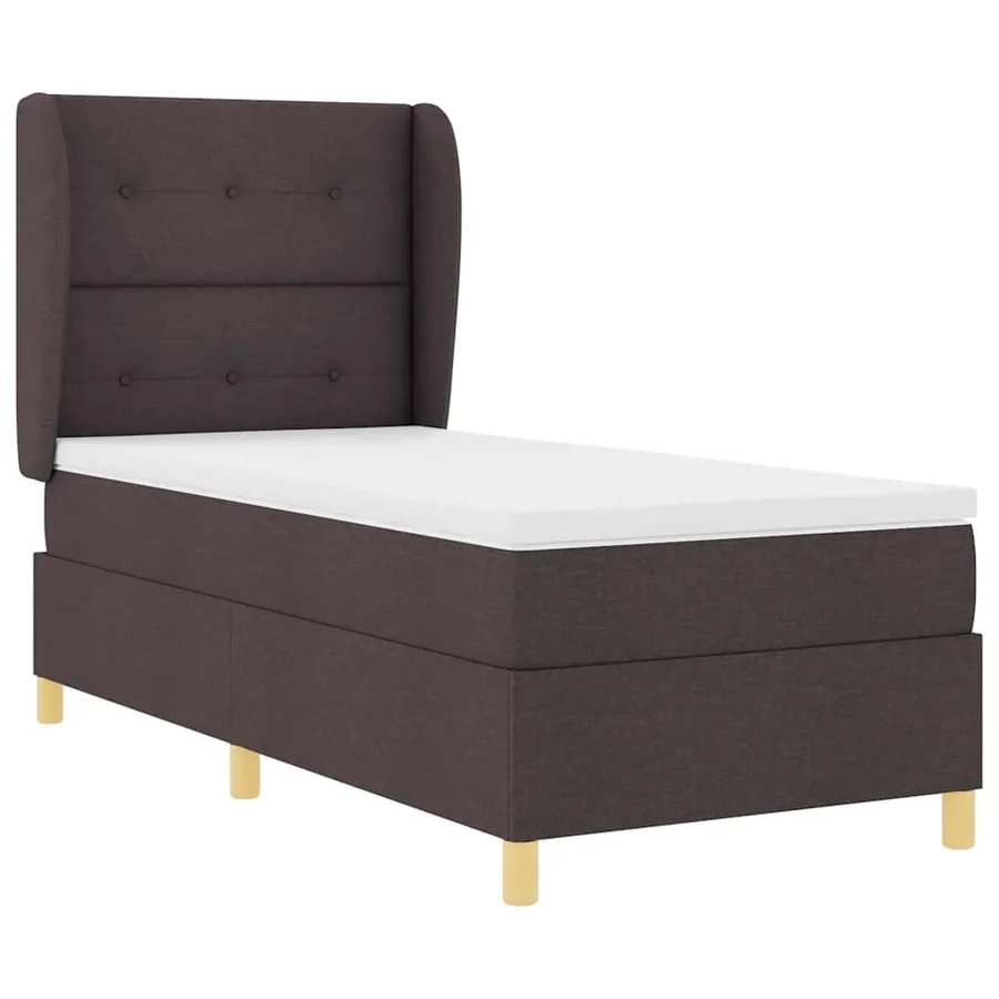 Lit à ressorts avec tête de lit Marron foncé 200 x 80 cm tissu - 5