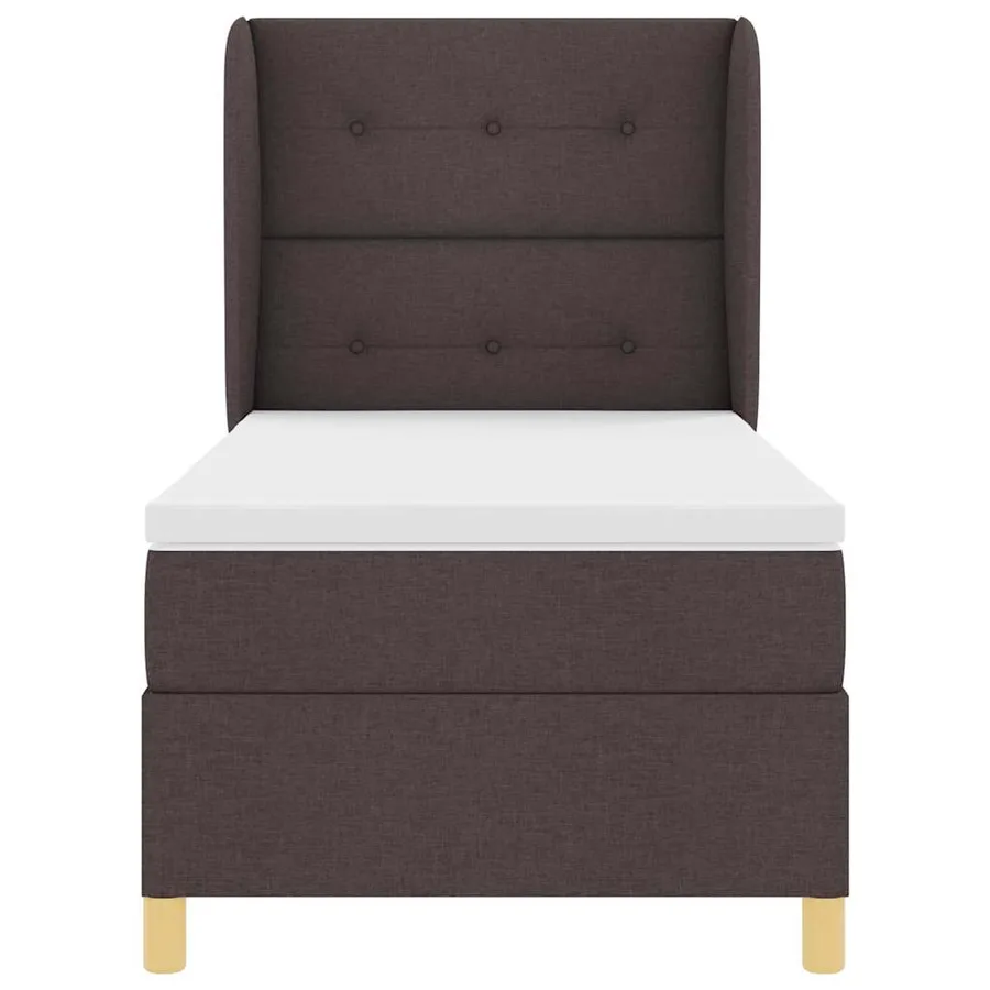Lit à ressorts avec tête de lit Marron foncé 200 x 80 cm tissu - 7
