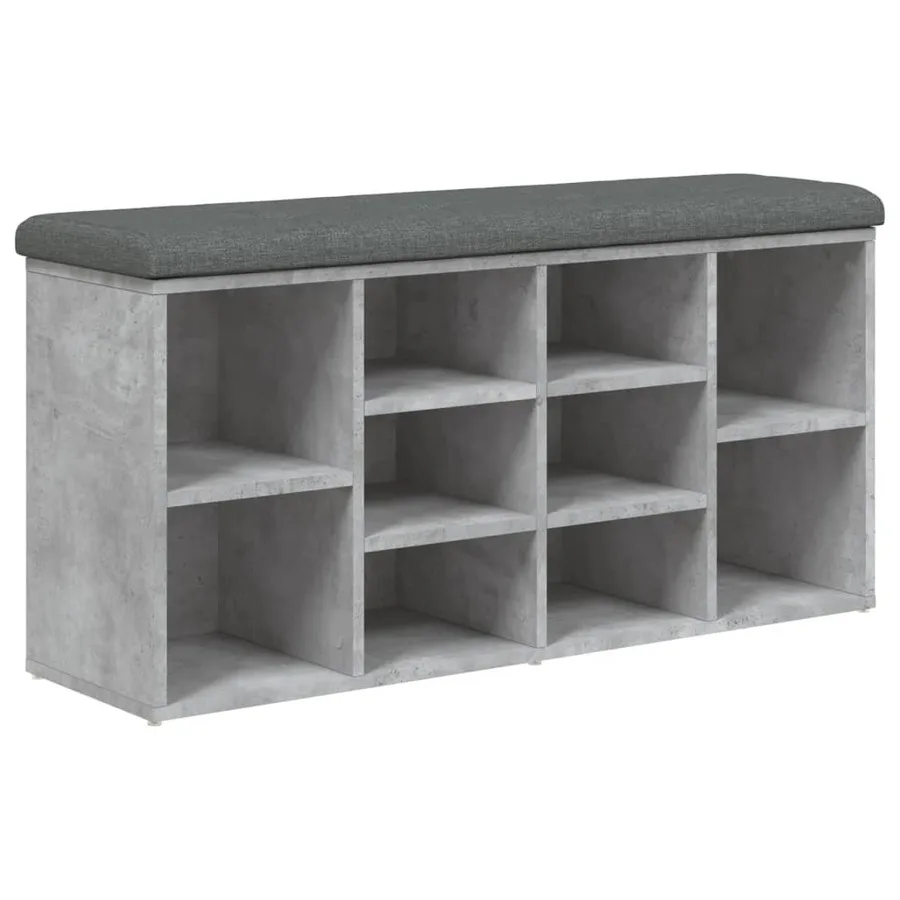 Banc à chaussures gris béton 102x32x50 cm bois d'ingénierie - 2