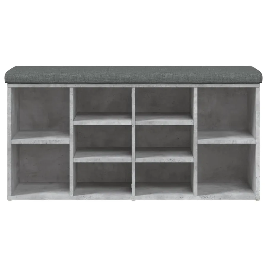 Banc à chaussures gris béton 102x32x50 cm bois d'ingénierie - 4