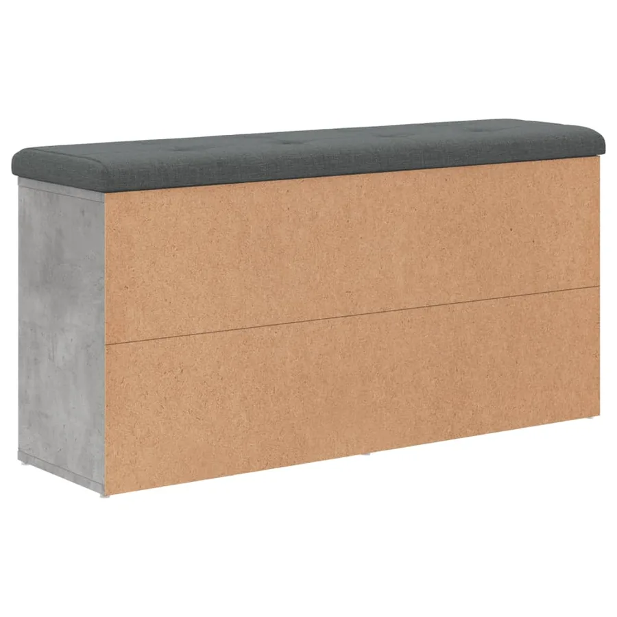 Banc à chaussures gris béton 102x32x50 cm bois d'ingénierie - 5