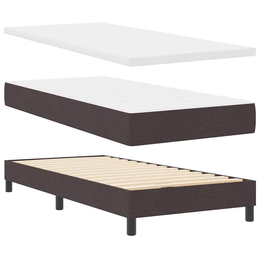 Lit à ressorts avec bandes LED Marron foncé 90 x 190 cm tissu - 6