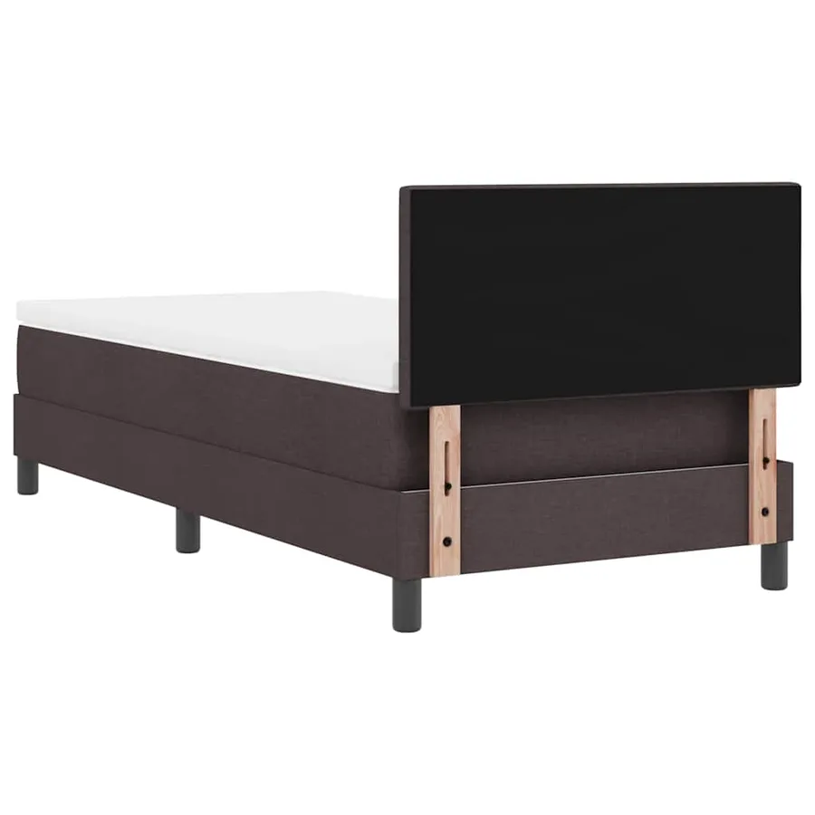 Lit à ressorts avec bandes LED Marron foncé 90 x 190 cm tissu - 8