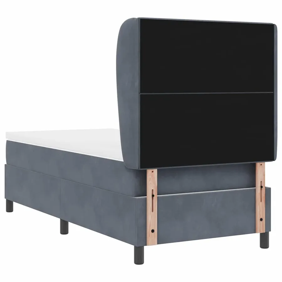 Lit à ressorts avec tête de lit Gris foncé 200 x 80 cm Velours - 9