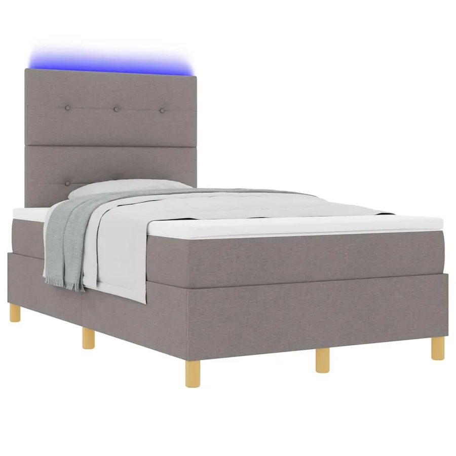 Lit à ressort LED avec coussin Taupe 120 x 200 cm tissu - 3