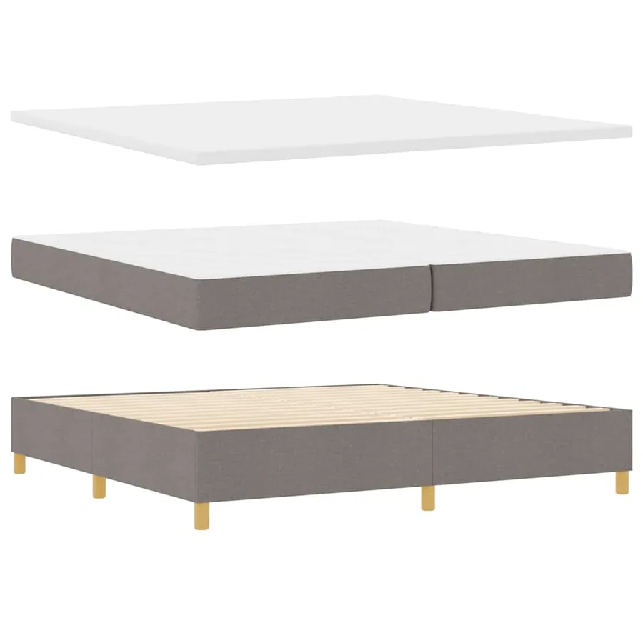 Lit à ressort LED avec tête de lit Taupe 200 x 200 cm tissu - 7