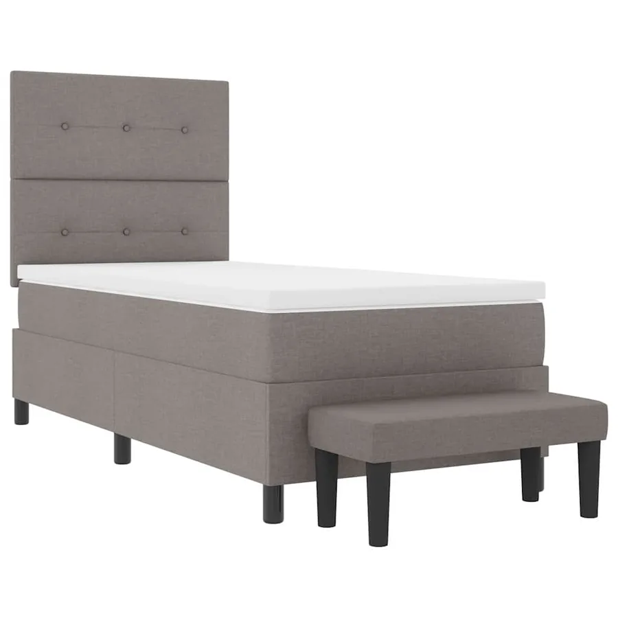 Lit à ressorts avec tête de lit Taupe 100 x 200 cm tissu - 7