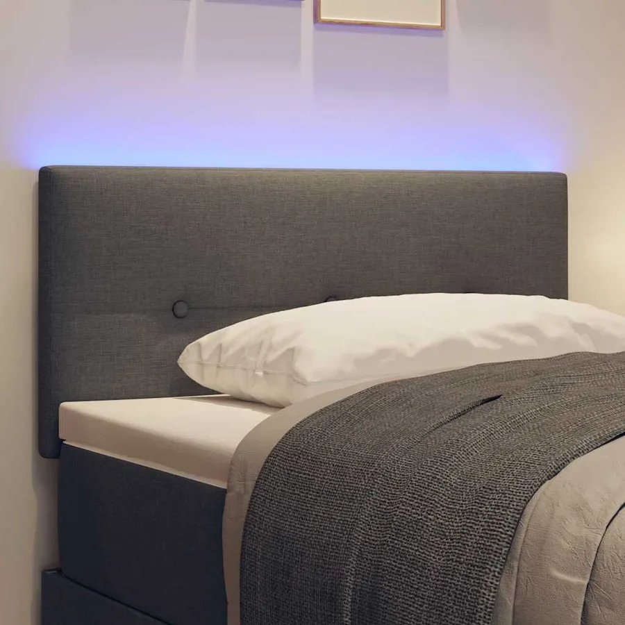 Tête de lit LED avec bandes LED Gris foncé 100 cm tissu - 4