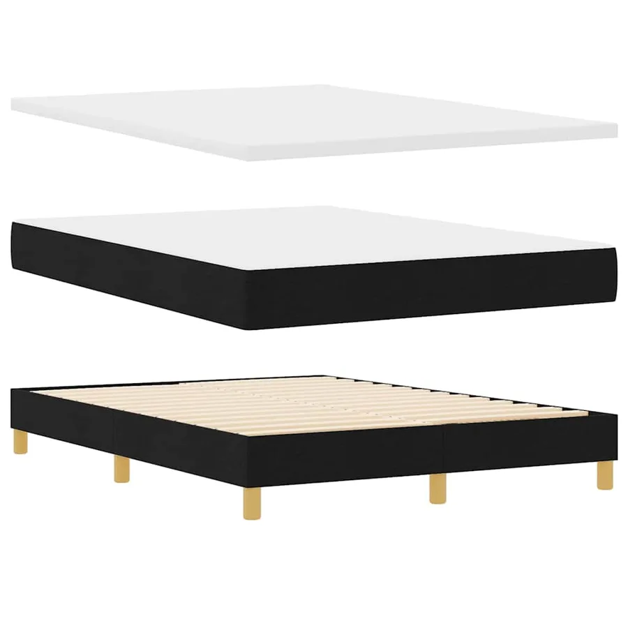 Lit à ressorts avec coussin Noir 140 x 200 cm tissu - 5
