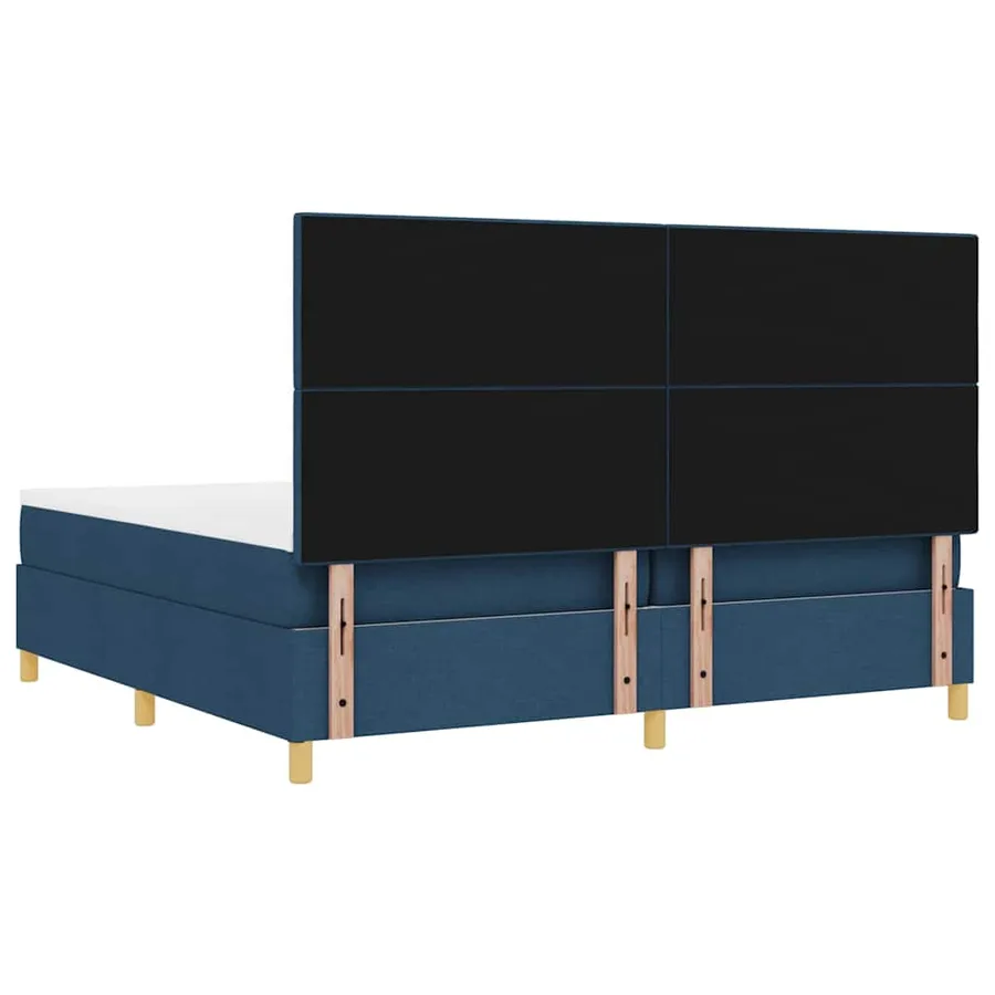 Lit à ressorts avec tête de lit Bleu 200 x 200 cm tissu - 9
